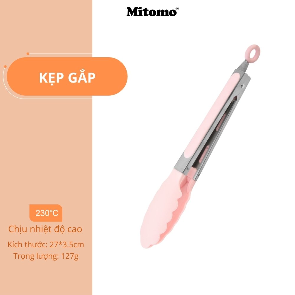 Bộ Dụng Cụ Nấu Ăn Silicone Cán Gỗ Tự Nhiên 12 Món Mitomo - An Toàn, Chịu Nhiệt Cao