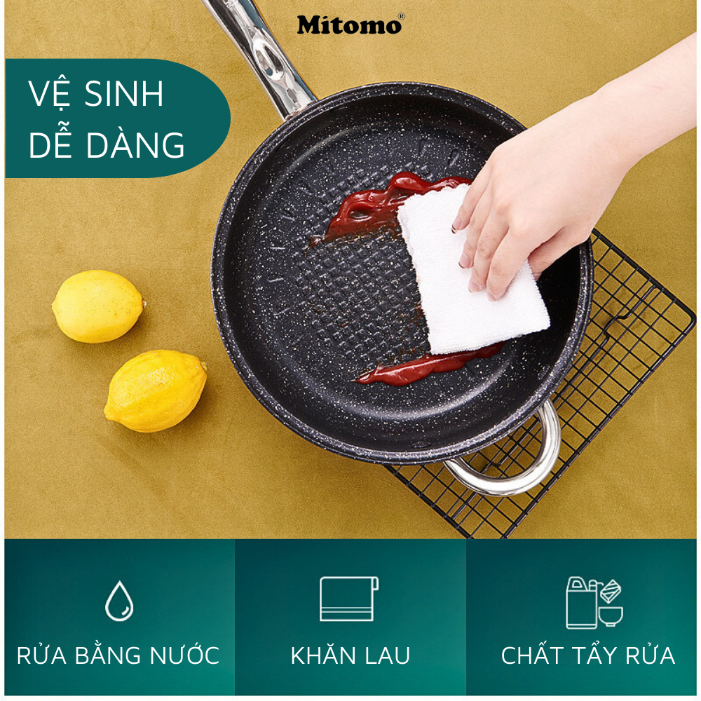 Bộ nồi inox 6 món cao cấp Mitomo Kaisa Villa KV001 Nắp Trắng - Đáy 5 Lớp Nguyên Khối