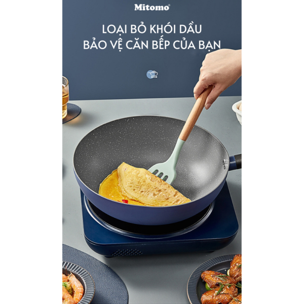 Bộ nồi chảo chống dính vân đá cao cấp Mitomo Cooker King phong cách Hàn Quốc