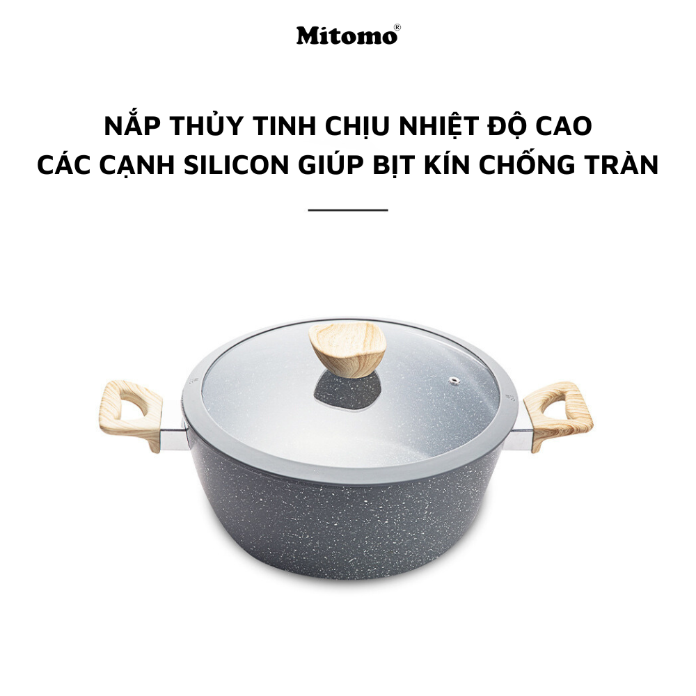 Bộ nồi chảo chống dính vân đá 6 món cao cấp Mitomo Queen Time