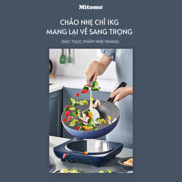 Bộ nồi chảo chống dính vân đá cao cấp Mitomo Cooker King phong cách Hàn Quốc