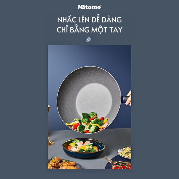 Bộ nồi chảo chống dính vân đá cao cấp Mitomo Cooker King phong cách Hàn Quốc