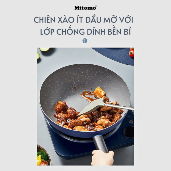 Bộ nồi chảo chống dính vân đá cao cấp Mitomo Cooker King phong cách Hàn Quốc