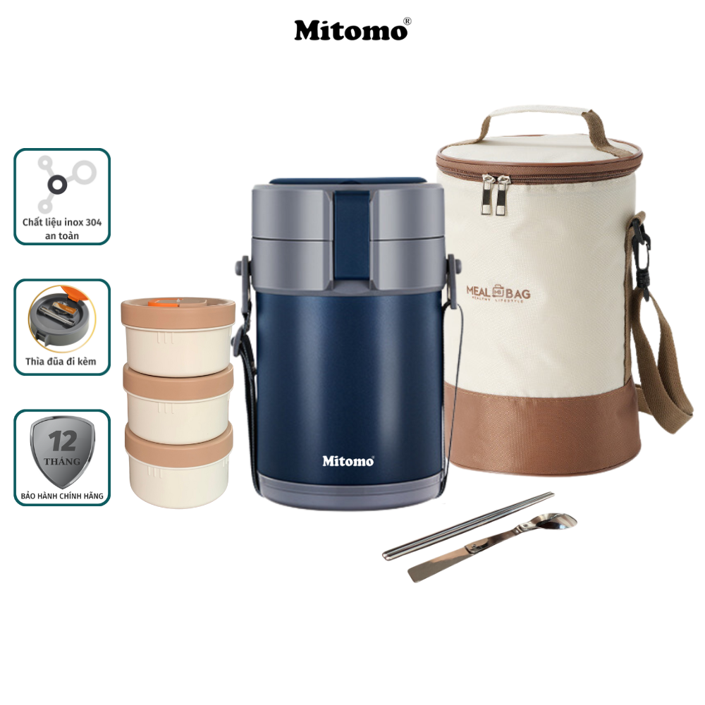 Hộp cơm giữ nhiệt Mitomo LCH-7086 Màu Xanh