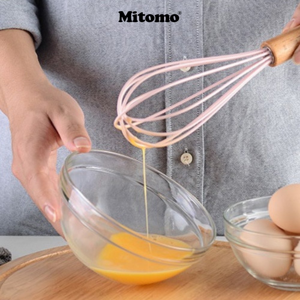 Bộ Dụng Cụ Nấu Ăn Silicone Cán Gỗ Tự Nhiên 12 Món Mitomo - An Toàn, Chịu Nhiệt Cao