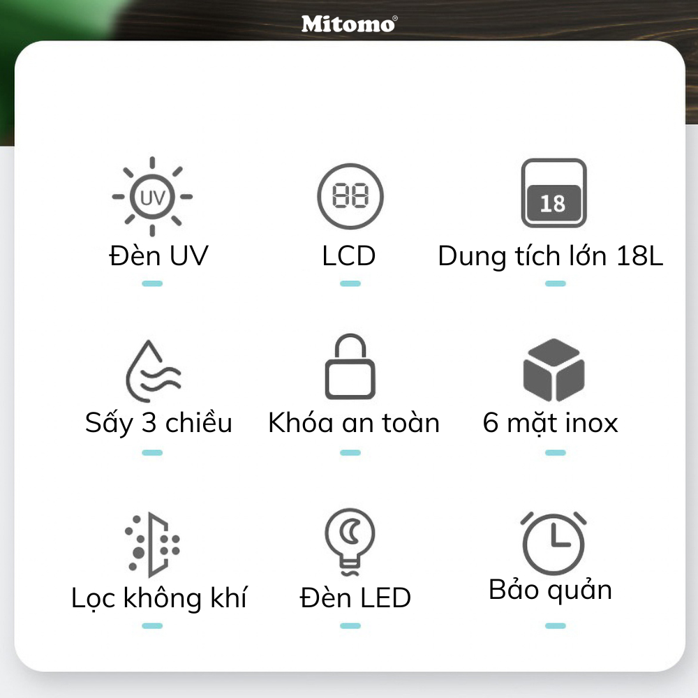Máy tiệt trùng sấy khô Mitomo UVC-MT99R, dung tích 18L