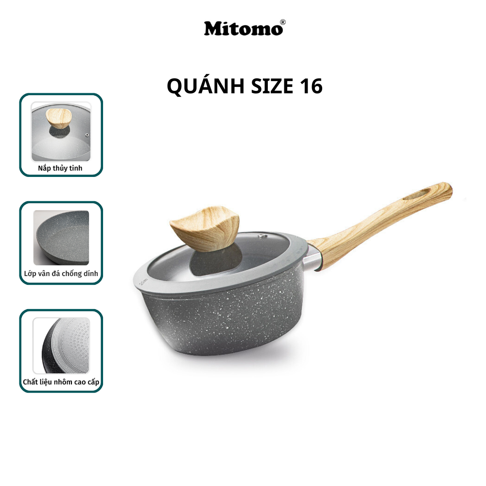 Bộ nồi chảo chống dính vân đá 6 món cao cấp Mitomo Queen Time