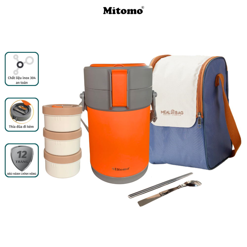 Hộp cơm giữ nhiệt Mitomo LCH-7086 Màu Cam