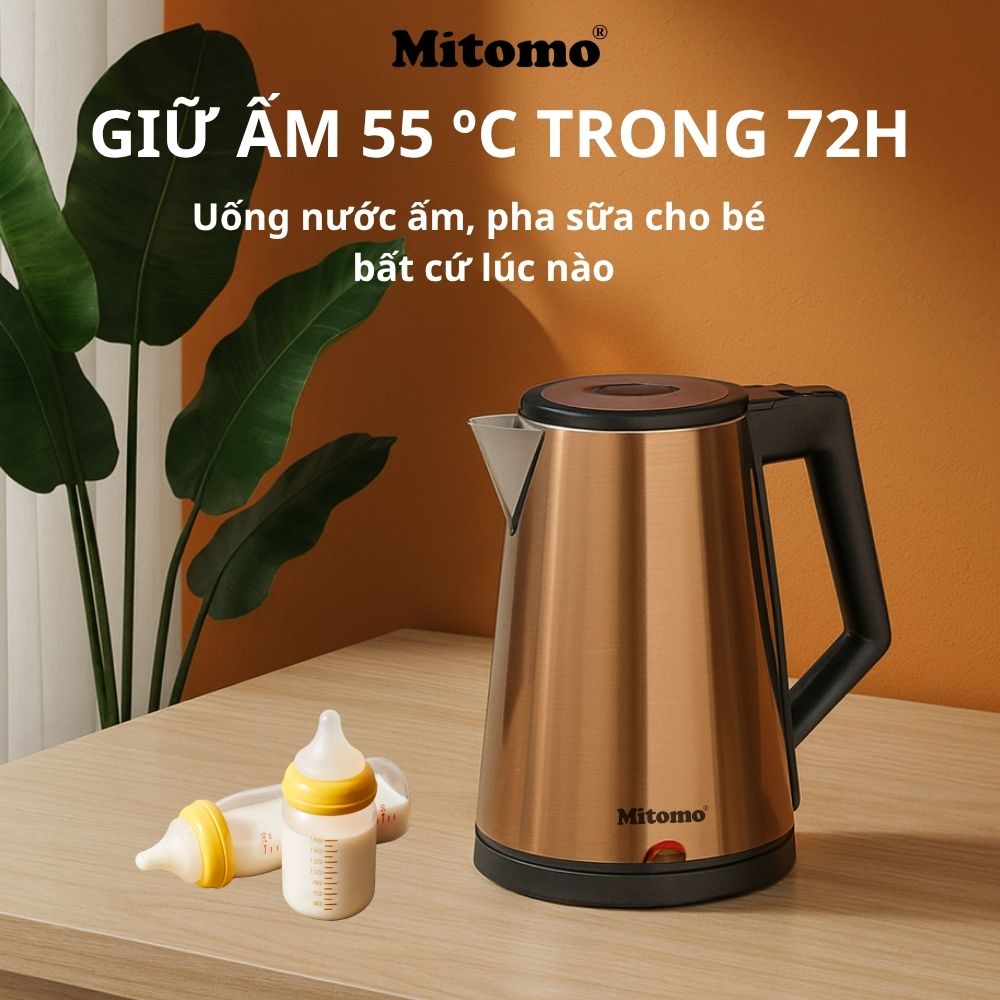 Ấm đun nước siêu tốc 3 lớp cao cấp Mitomo ST-631