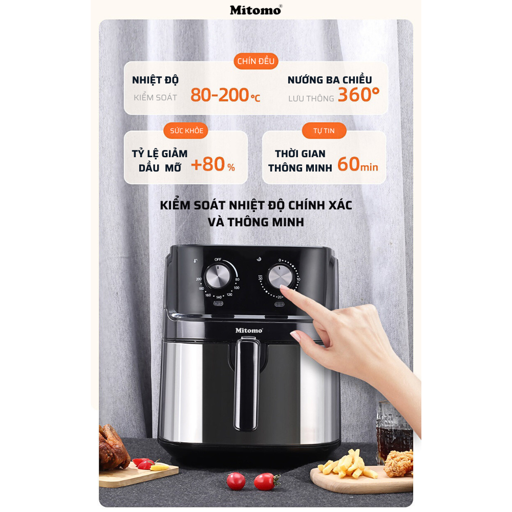 Nồi chiên không dầu cơ Mitomo MTC-500KD dung tích 6.5L