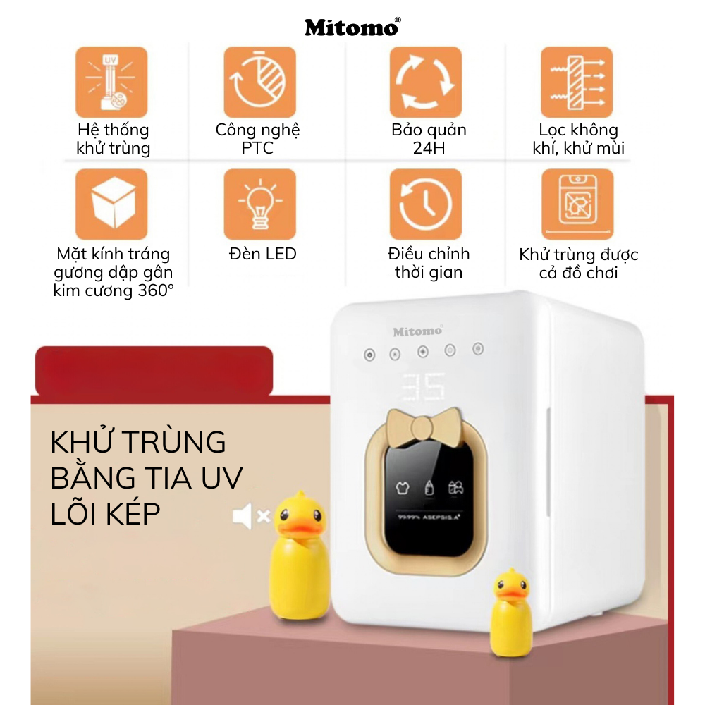 Máy sấy khô tiệt trùng đa năng cho bé Mitomo UVC-MT99W dung tích 22L