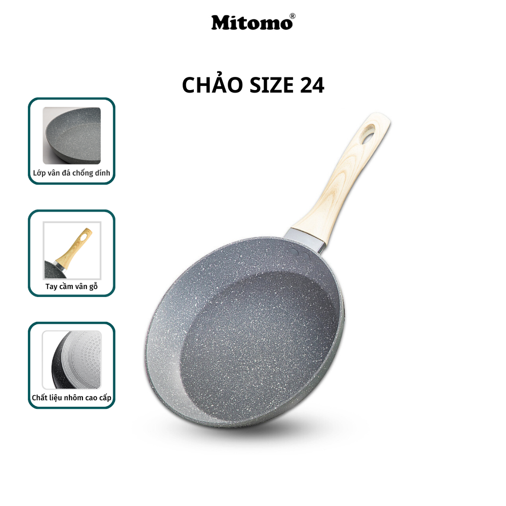 Bộ nồi chảo chống dính vân đá 6 món cao cấp Mitomo Queen Time