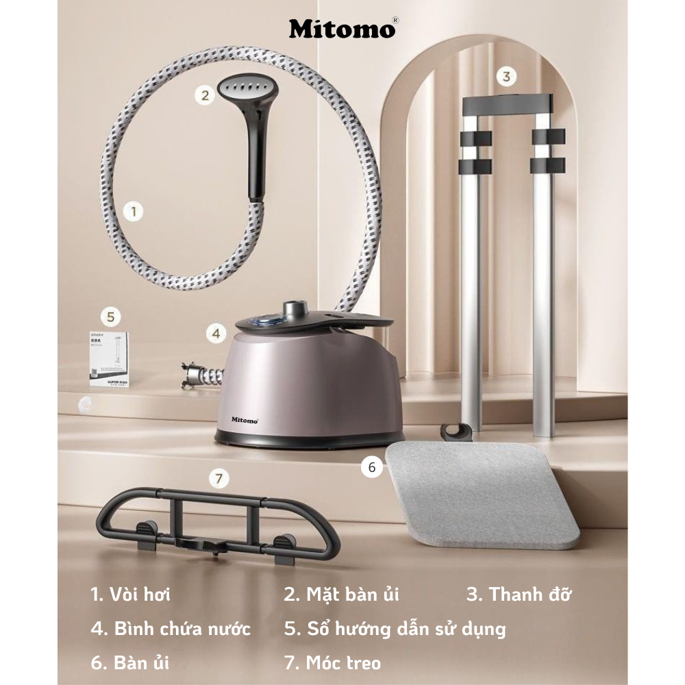 Bàn là hơi nước đứng cao cấp Mitomo GC-899 Max Màu Bạc