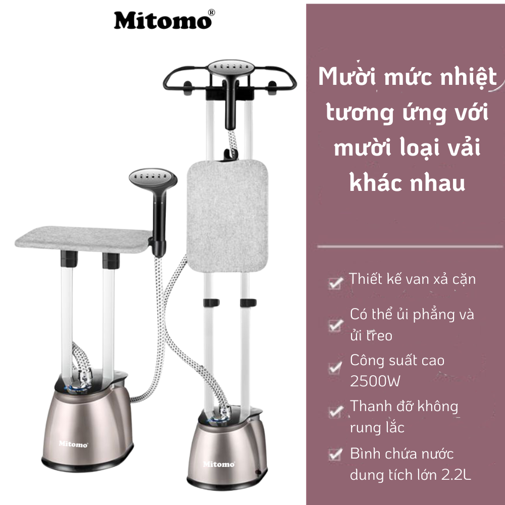 Bàn là hơi nước đứng cao cấp Mitomo GC-899 Max Màu Bạc
