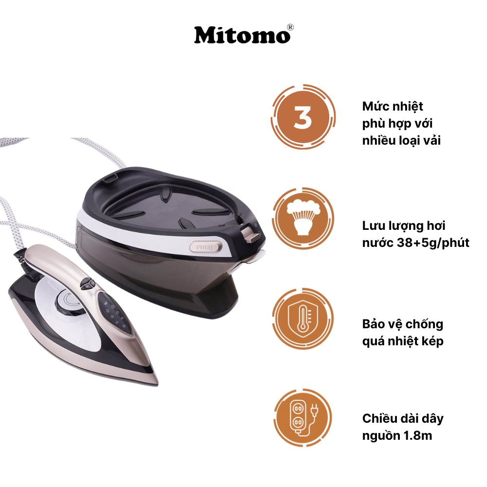 Bàn Ủi Hơi Nước Cao Cấp Mitomo KD1120 – Công Suất Cao – Áp Suất Mạnh – Ủi Siêu Nhanh