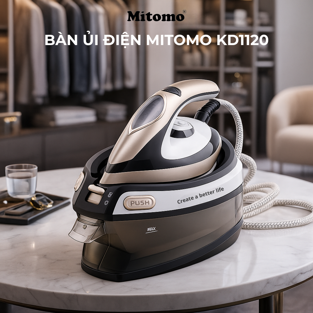 Bàn Ủi Hơi Nước Cao Cấp Mitomo KD1120 – Công Suất Cao – Áp Suất Mạnh – Ủi Siêu Nhanh