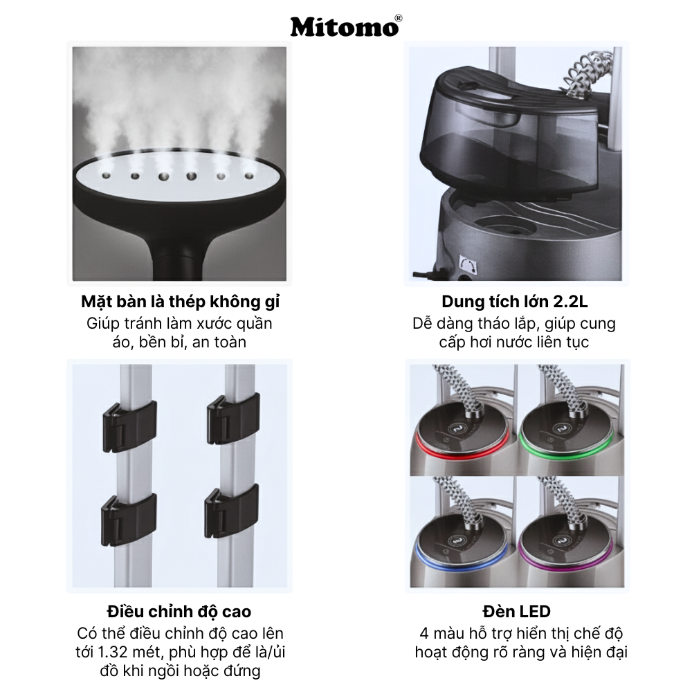 Bàn là hơi nước đứng cao cấp Mitomo GC-899 Neo