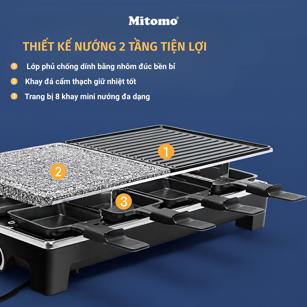 Bếp Nướng Điện Không Khói 2 Tầng Mitomo KB-1084U