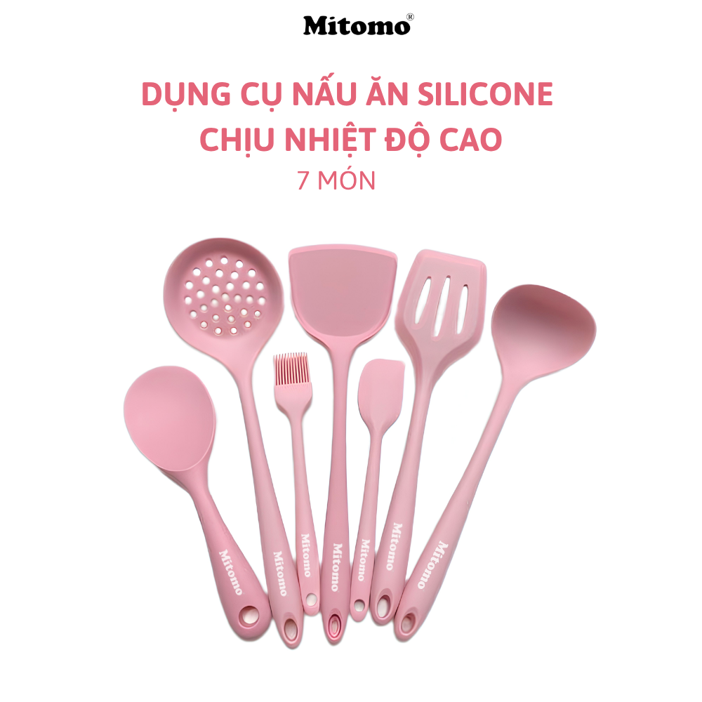 Bộ dụng cụ nấu ăn 7 món bằng silicone chịu nhiệt cao Mitomo