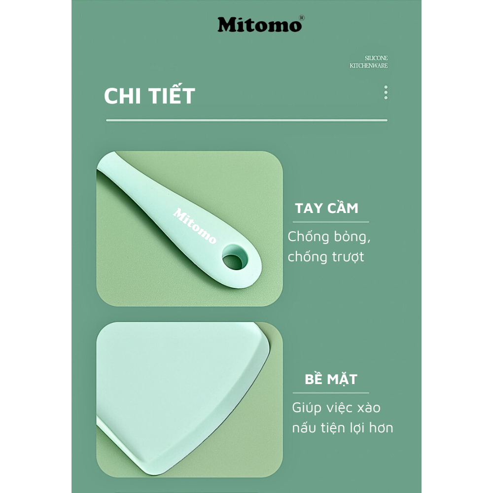 Bộ dụng cụ nấu ăn 7 món bằng silicone chịu nhiệt cao Mitomo