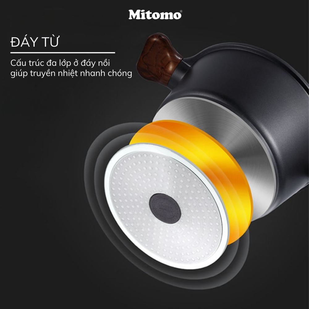 Bộ nồi đá gốm cao cấp Mitomo DSP CA009-S03-Black