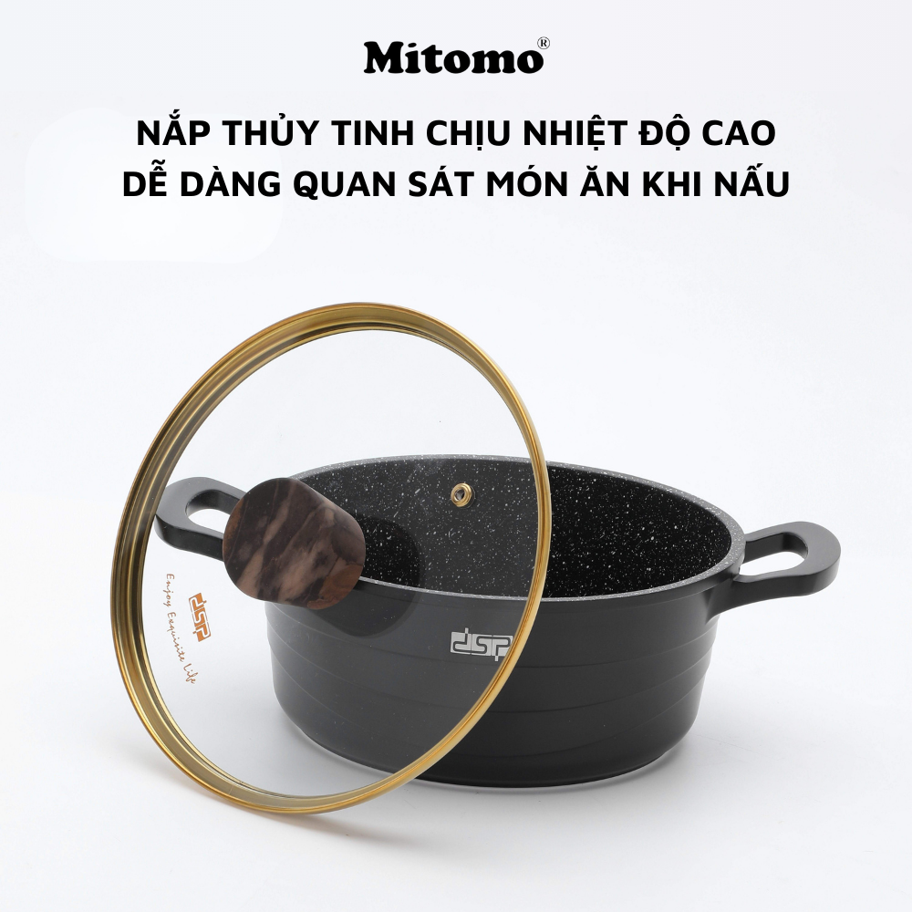 Bộ nồi đá gốm cao cấp Mitomo DSP CA018-S01-Black