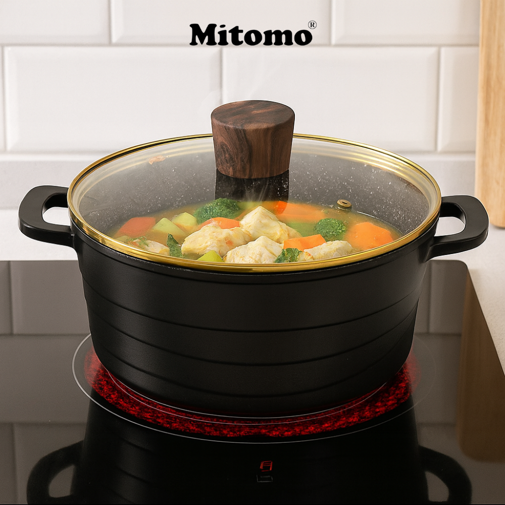 Bộ nồi đá gốm cao cấp Mitomo DSP CA018-S01-Black