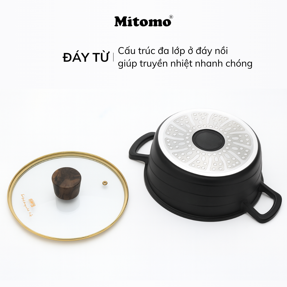 Bộ nồi đá gốm cao cấp Mitomo DSP CA018-S01-Black