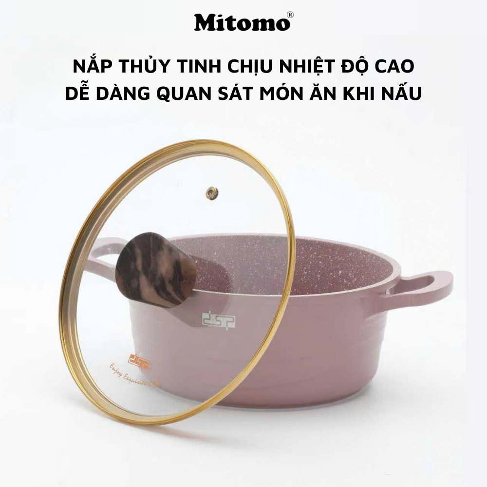 Bộ nồi đá gốm cao cấp Mitomo DSP CA018-S01-Pink