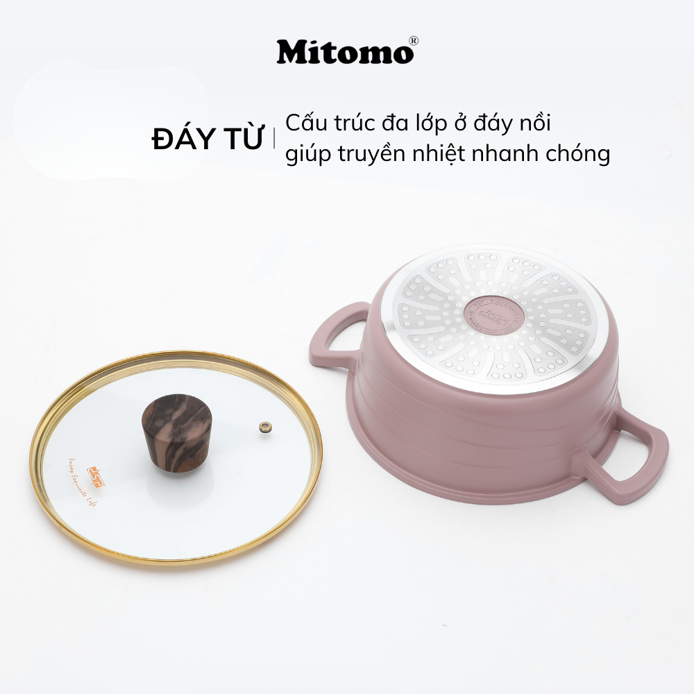 Bộ nồi đá gốm cao cấp Mitomo DSP CA018-S01-Pink