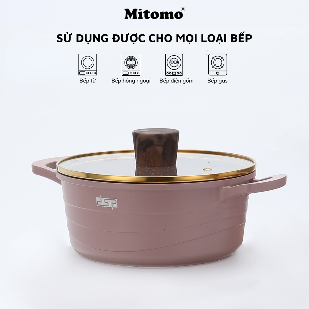 Bộ nồi đá gốm cao cấp Mitomo DSP CA018-S01-Pink