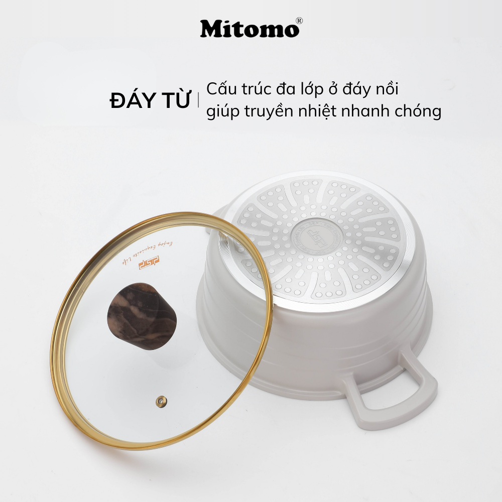 Bộ nồi chảo đá gốm cao cấp Mitomo DSP CA018-S02-Beige