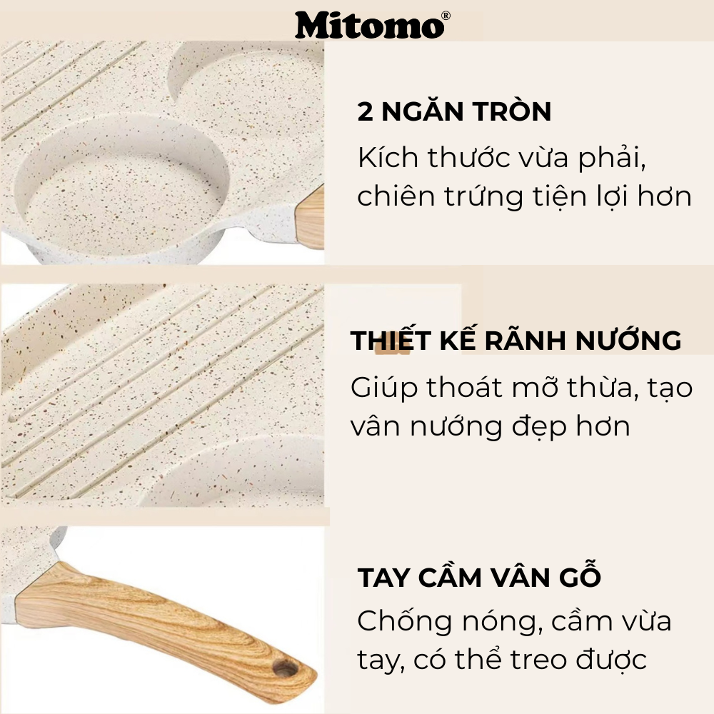 Chảo 3 ngăn chống dính Mitomo - Hàng cao cấp