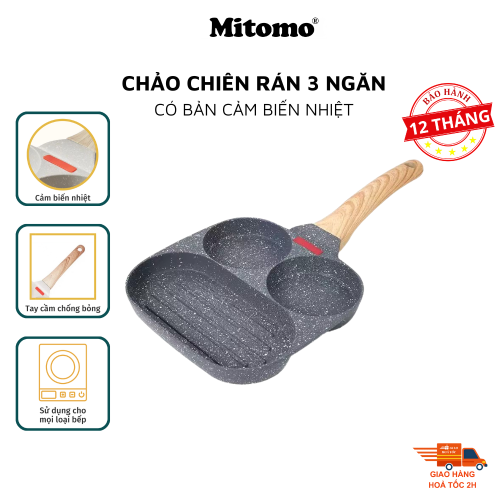 Chảo 3 ngăn chống dính Mitomo - Hàng cao cấp