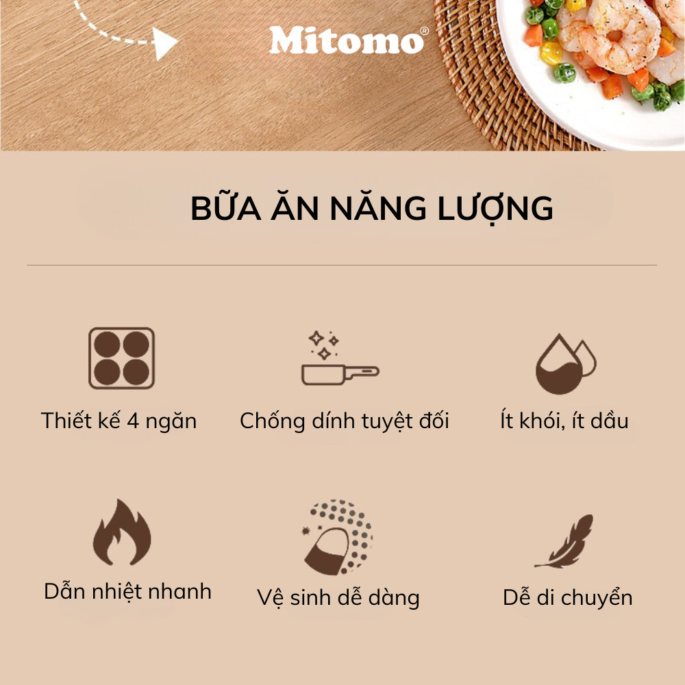 Chảo chống dính 4 ngăn đa hình Mitomo