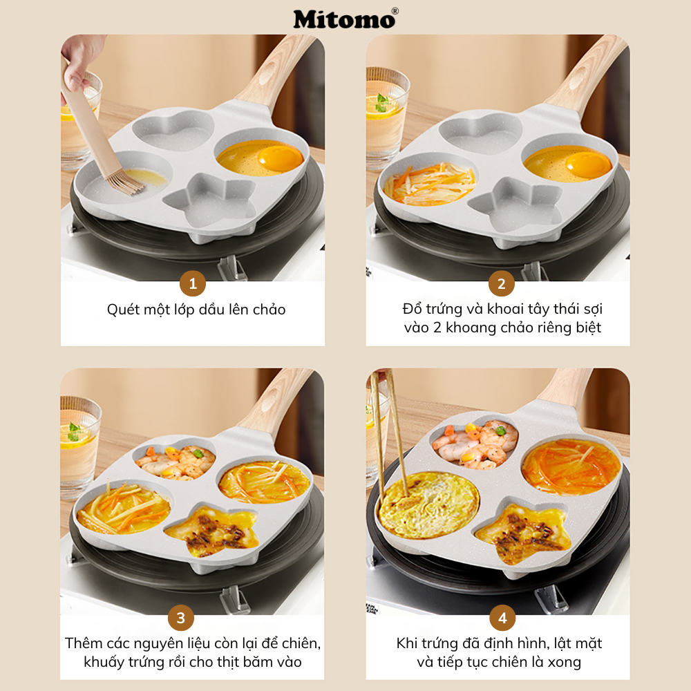 Chảo chống dính 4 ngăn đa hình Mitomo
