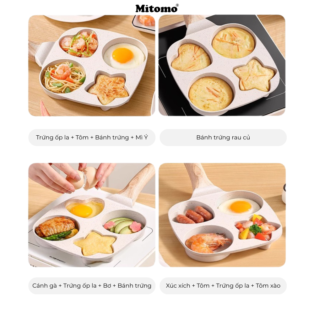 Chảo chống dính 4 ngăn đa hình Mitomo