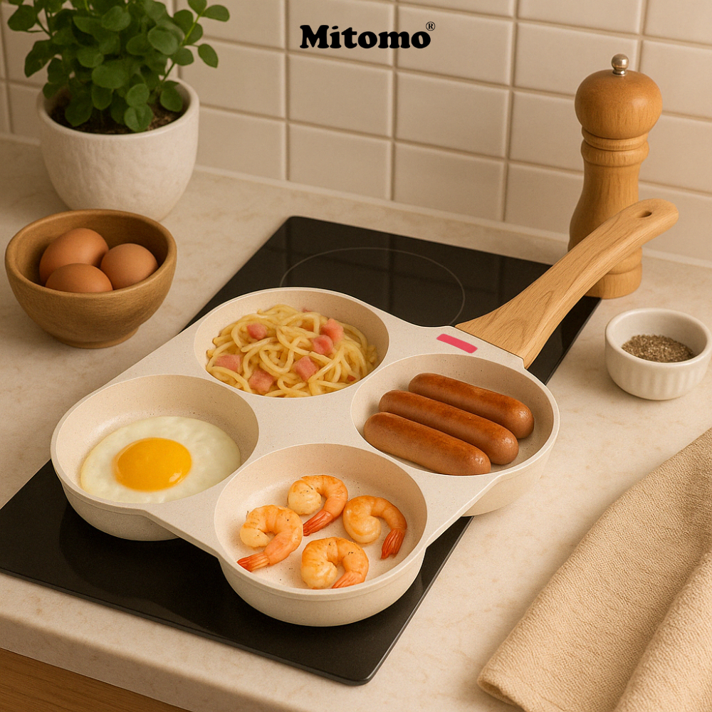 Chảo 3 ngăn chống dính Mitomo - Hàng cao cấp