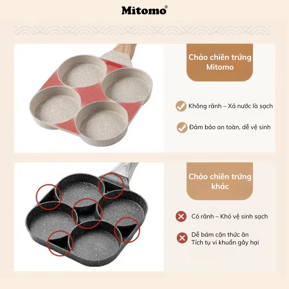 Chảo 3 ngăn chống dính Mitomo - Hàng cao cấp