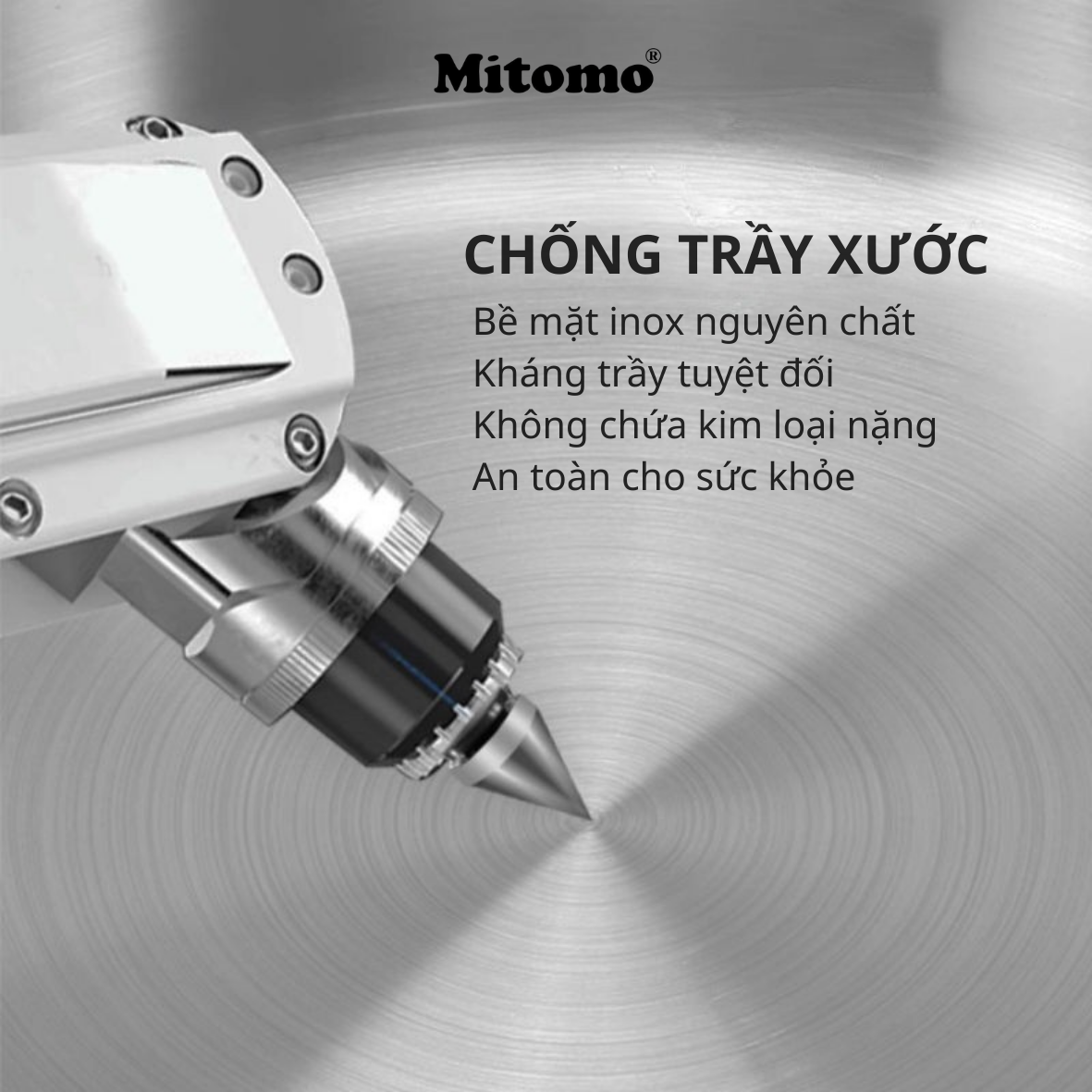 Chảo Inox Cao Cấp Mitomo DSP CS002-C24 - Inox 304 Nguyên Khối - Chống Dính Tự Nhiên