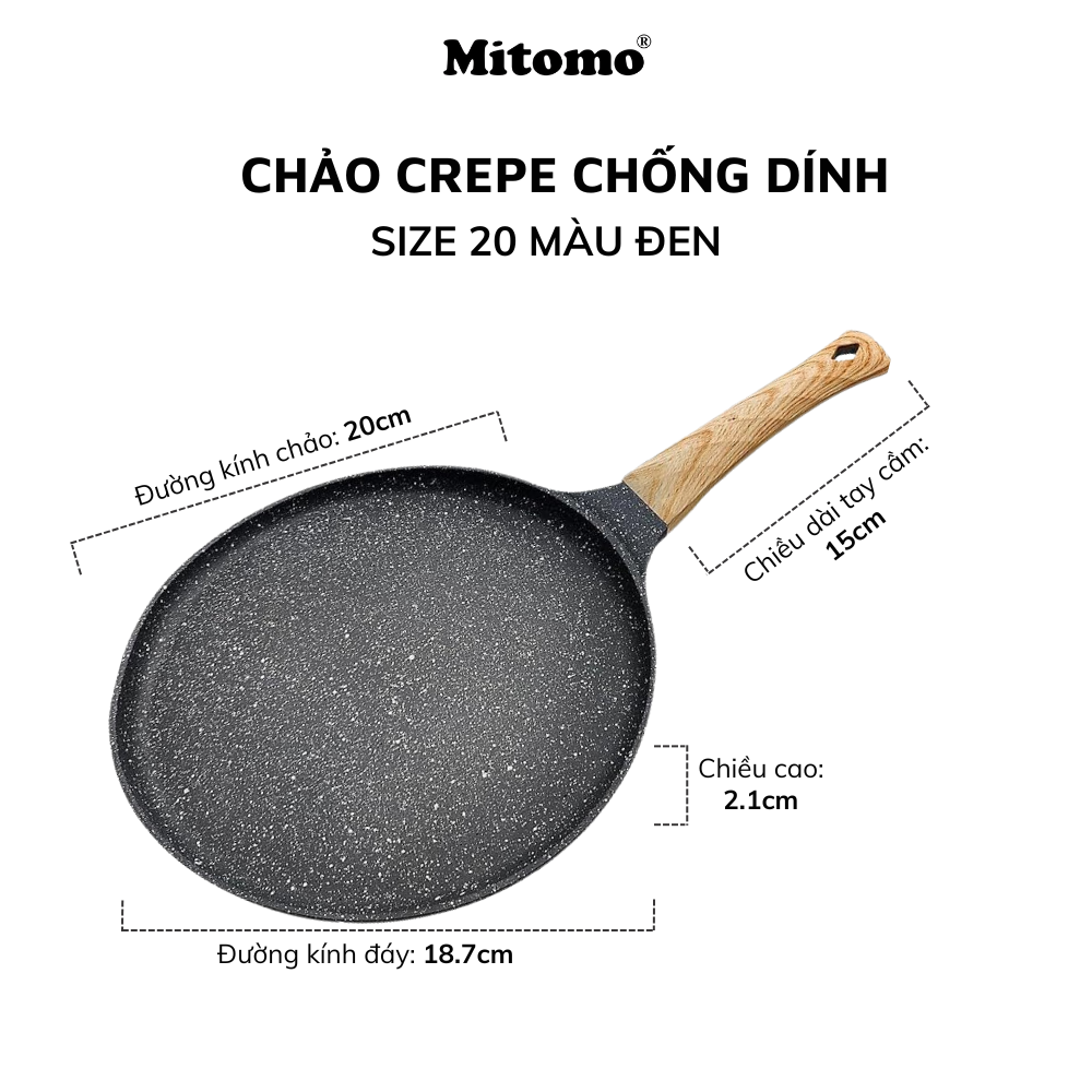 Chảo làm bánh CREPE Mitomo size 20 – Chống dính vượt trội