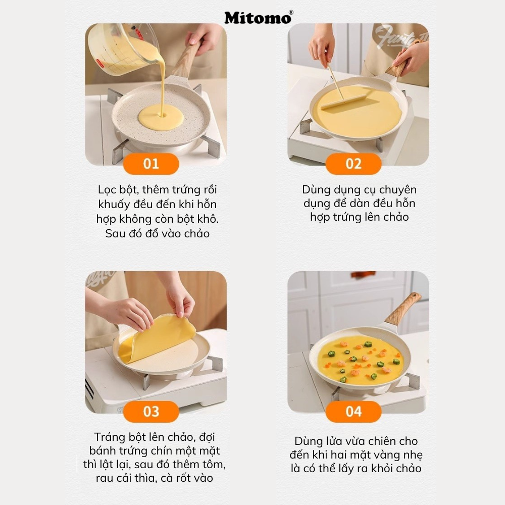 Chảo làm bánh CREPE Mitomo size 20 – Chống dính vượt trội