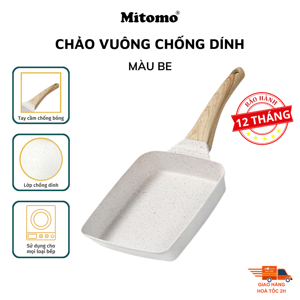 Chảo vuông chiên trứng cuộn Mitomo - Chống dính tuyệt đối