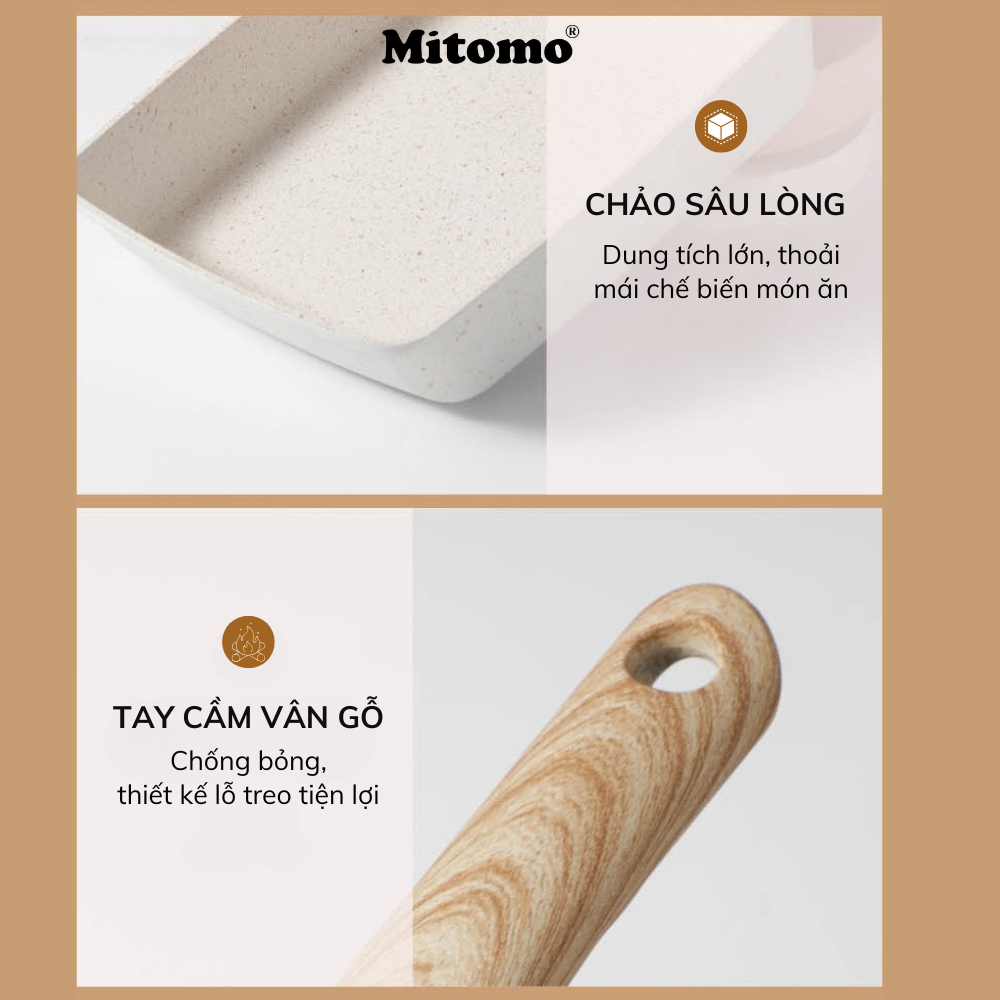 Chảo vuông chiên trứng cuộn Mitomo - Chống dính tuyệt đối