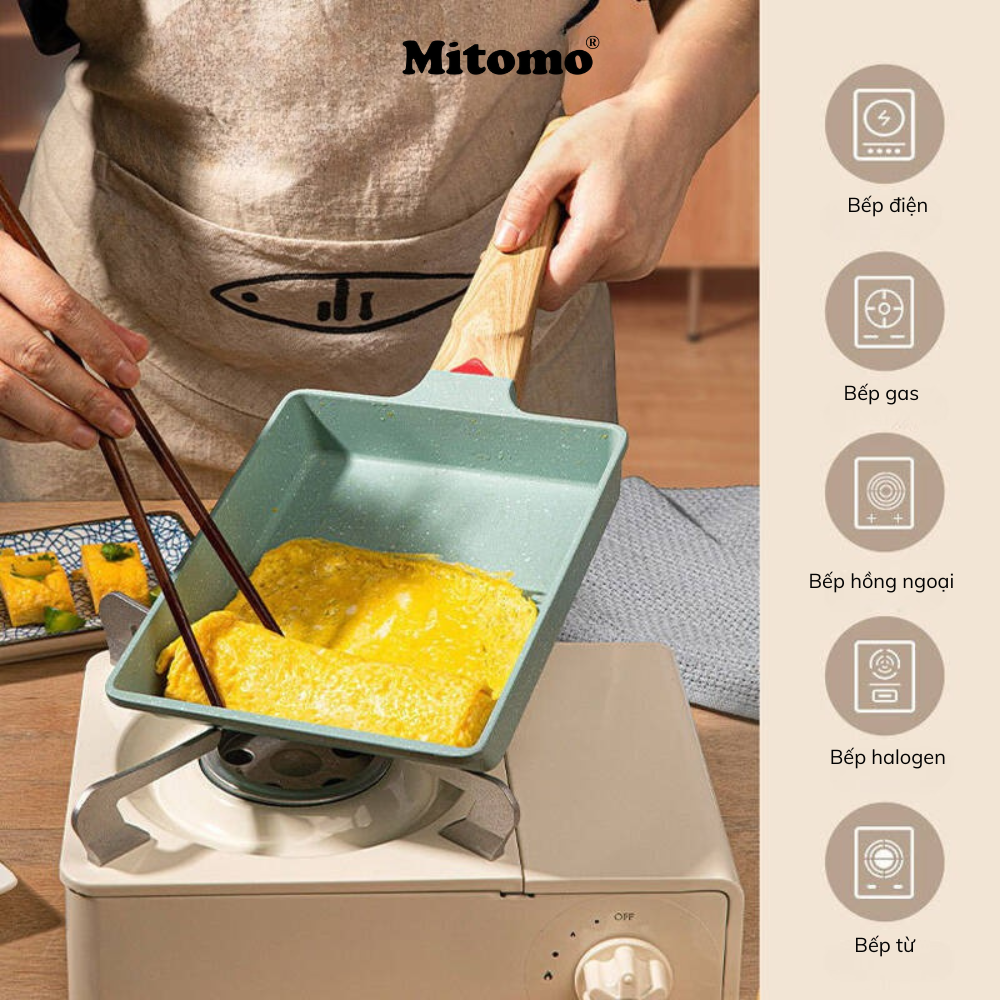 Chảo vuông chiên trứng cuộn Mitomo - Chống dính tuyệt đối