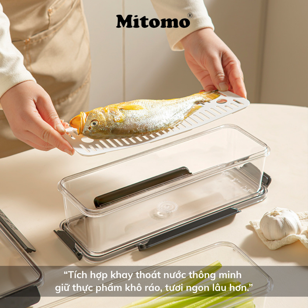 Hộp Bảo Quản Thực Phẩm Tách Nước Thông Minh Mitomo – Giữ Tươi Lâu, An Toàn