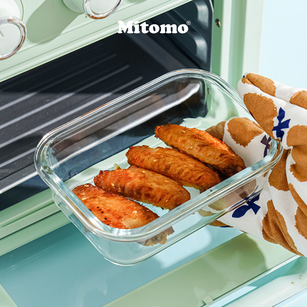 Bộ 3 Hộp Thuỷ Tinh Hình Chữ Nhật Nắp Trong Suốt Đựng Phực Phẩm Cao Cấp Mitomo