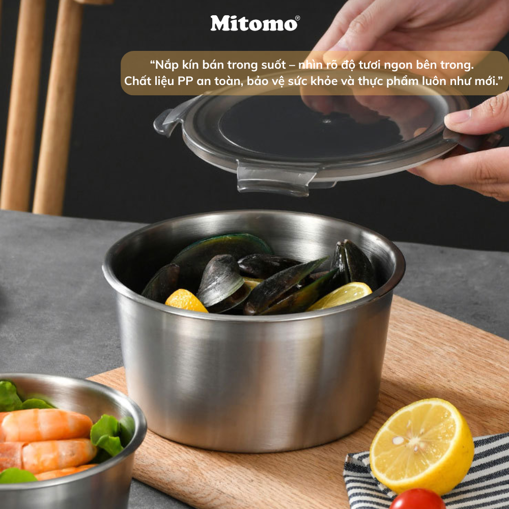 Bộ 5 Hộp Bảo Quản Thực Phẩm Inox 304 Hình Tròn – Kín Hơi, An Toàn, Bền Đẹp