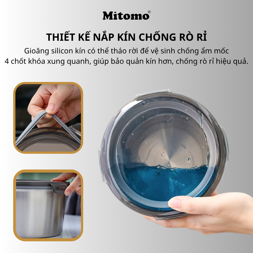 Bộ 5 Hộp Bảo Quản Thực Phẩm Inox 304 Hình Tròn – Kín Hơi, An Toàn, Bền Đẹp