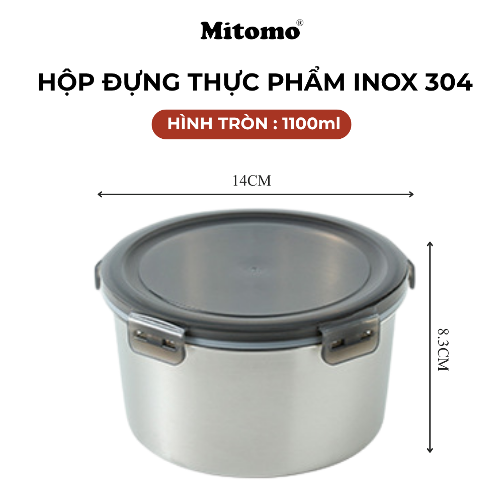 Bộ 5 Hộp Bảo Quản Thực Phẩm Inox 304 Hình Tròn – Kín Hơi, An Toàn, Bền Đẹp
